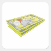 Kleurrijke Amerikaanse geld en munten Vierkante Sticker (Voorkant)