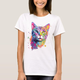 Kleurrijke Amerikaanse-shorthair kat T-shirt