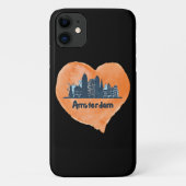 Kleurrijke Amsterdam City Skyline Waterverf Heart  Case-Mate iPhone Case (Achterkant)