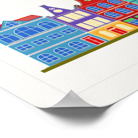 Kleurrijke Amsterdamse rijhuizen 1 Poster (Hoek)