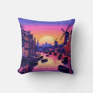 Kleurrijke Amsterdamse Zonsondergang – Nederlandse Kussen