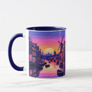 Kleurrijke Amsterdamse Zonsondergang – Nederlandse Mok