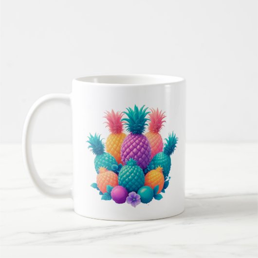 Kleurrijke ananananas koffiemok (Links)