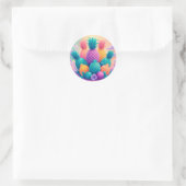 Kleurrijke ananananas ronde sticker (Tas)