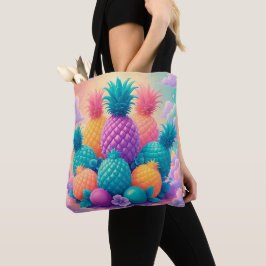 Kleurrijke ananananas tote bag