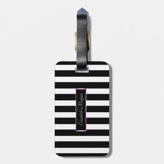 Kleurrijke anananas op strepes - speciaal aangepas bagagelabel (Achterkant verticaal)