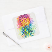 Kleurrijke anananas vierkante sticker (Envelop)