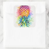 Kleurrijke anananas vierkante sticker (Tas)