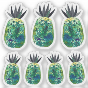 Kleurrijke anananas Waterverf Art Green Set Sticker