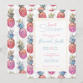 Kleurrijke anananassen en bleekverf wit patroon kaart (Voorkant / Achterkant)