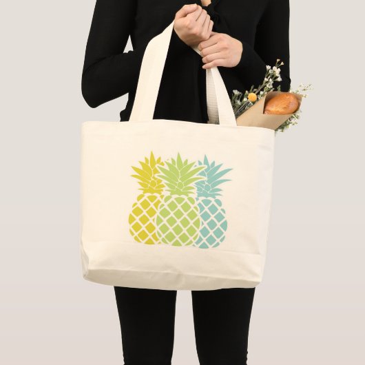 Kleurrijke anananassen grote tote bag (Voorkant (product))