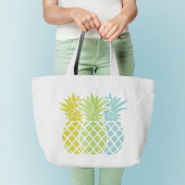 Kleurrijke anananassen grote tote bag