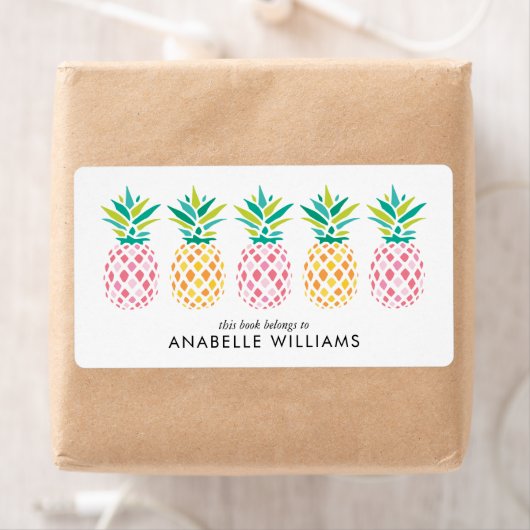 Kleurrijke ananas Bookplate Labels (Insitu)