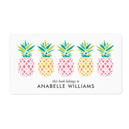 Kleurrijke ananas Bookplate Labels (Voorkant)