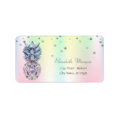Kleurrijke ananas Confetti holografische iriserend Etiket (Voorkant)
