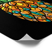 kleurrijke-ananas-fruit-mandala-arts-geïsoleerd poster (Hoek)
