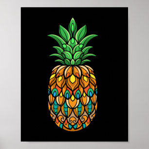 kleurrijke-ananas-fruit-mandala-arts-geïsoleerd poster