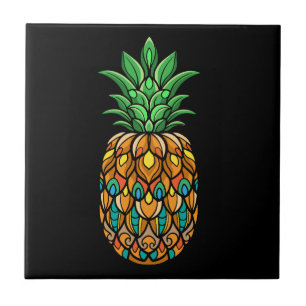 kleurrijke-ananas-fruit-mandala-arts-geïsoleerd tegeltje
