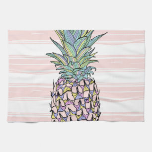 Kleurrijke ananas illustratie. theedoek