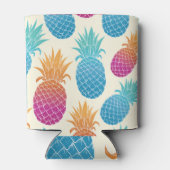 Kleurrijke ananas lichtgele achtergrond blikjeskoeler (Achterkant)