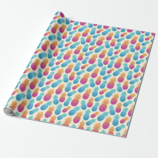 Kleurrijke ananas lichtgele achtergrond cadeaupapier