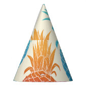 Kleurrijke ananas lichtgele achtergrond feesthoedjes (Links)