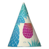 Kleurrijke ananas lichtgele achtergrond feesthoedjes (Rechts)