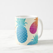 Kleurrijke ananas lichtgele achtergrond koffiemok (Voorkant rechts)