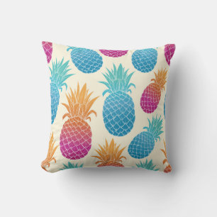 Kleurrijke ananas lichtgele achtergrond kussen
