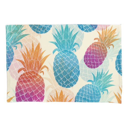 Kleurrijke ananas lichtgele achtergrond kussensloop (Voorkant)