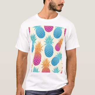 Kleurrijke ananas lichtgele achtergrond t-shirt