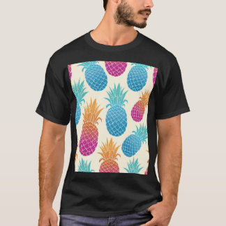 Kleurrijke ananas lichtgele achtergrond t-shirt