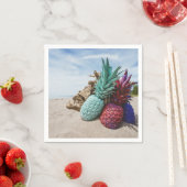 Kleurrijke ananas op een Sandy Beach Papier servet (Insitu)