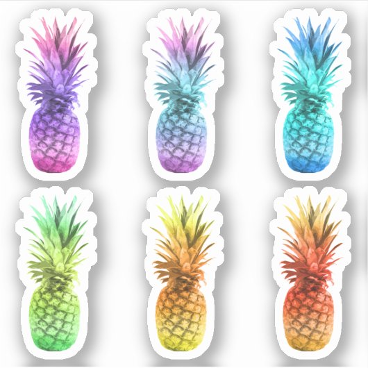 Kleurrijke ananas Stickers (Voorkant)