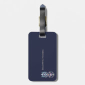 Kleurrijke Ananas, Stripe Marine Blauw Bagagelabel (Achterkant verticaal)