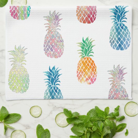 Kleurrijke ananas theedoek (Gevouwen)