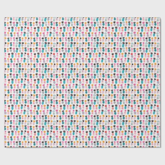 Kleurrijke ananasbladeren, tropische doedel. cadeaupapier (Vlak)