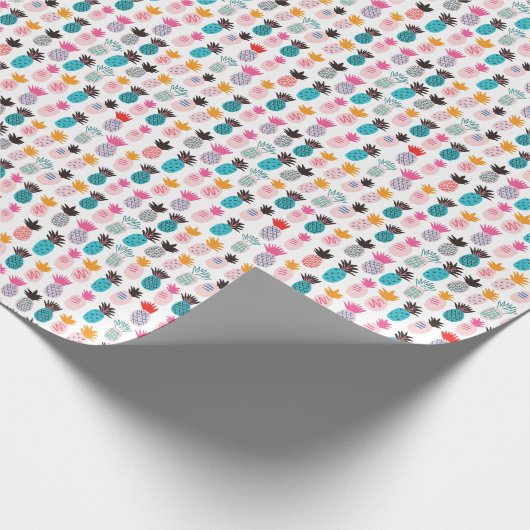 Kleurrijke ananasbladeren, tropische doedel. cadeaupapier (Hoek)