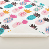 Kleurrijke ananasbladeren, tropische doedel. sherpa deken (3/4)