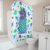 Kleurrijke ananasverf splatter illustratie douchegordijn (In situ)