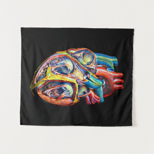 kleurrijke anatomie van het menselijk hart abstrac wandkleed (Voorkant (horizontaal))