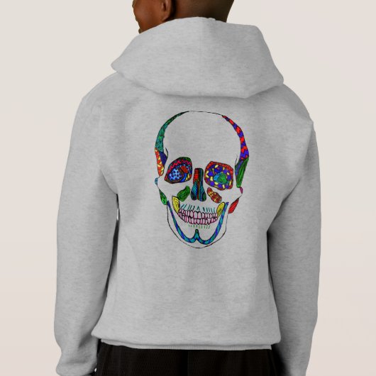 Kleurrijke Anatomische Suikerschedel Mozaïek Kinde (Achterkant)