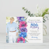 Kleurrijke Anemone Bloemen Foto 80ste Verjaardag Kaart (Staand voorkant)