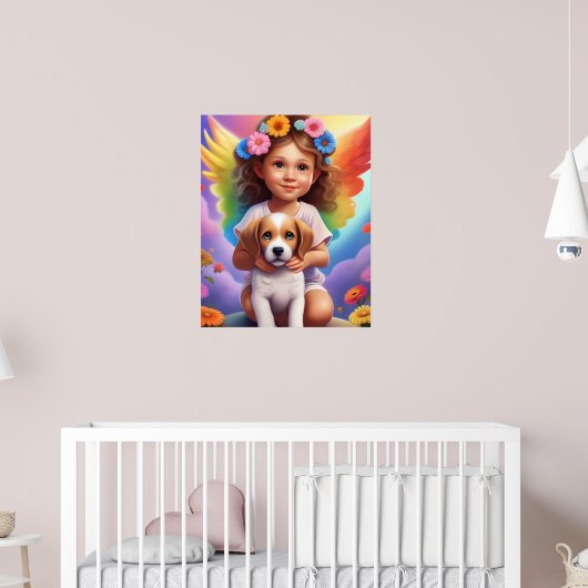 Kleurrijke Angel Girl met Puppy Child's Wall Poste Poster (Kinderkamer 2)