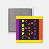 Kleurrijke Animal Rescue en Pet Adoption Magnet (Voorkant / Achterkant)