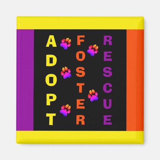 Kleurrijke Animal Rescue en Pet Adoption Magnet (Voorkant)