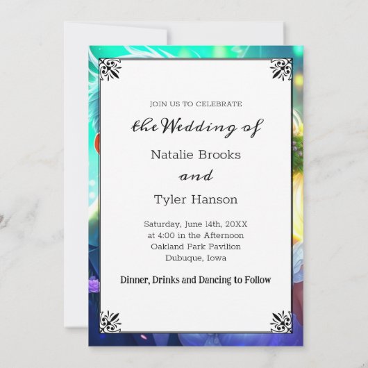 Kleurrijke anime koppel bruiloft kaart (Achterkant)