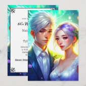Kleurrijke anime koppel bruiloft kaart (Voorkant / Achterkant)