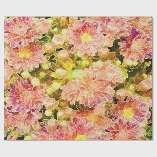 Kleurrijke Anjer cadeau papier (Vlak)