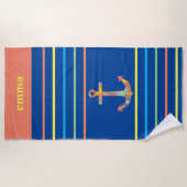 Kleurrijke Anker Gepersonaliseerd Strandlaken (Voorkant)